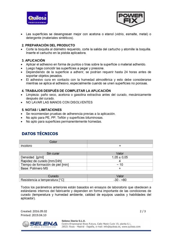 Quilosa Profesional Power Fix Instant Invisible 300 ml