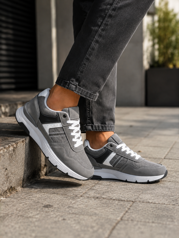 Deportivo Tela Franjas Gris