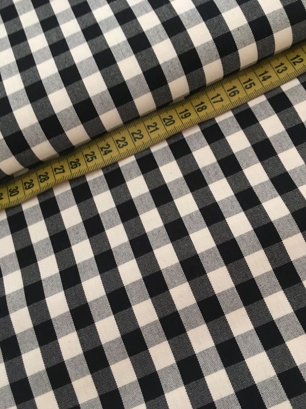 Loneta tejida cuadro vichy CRUDO Y NEGRO 1,5 cm