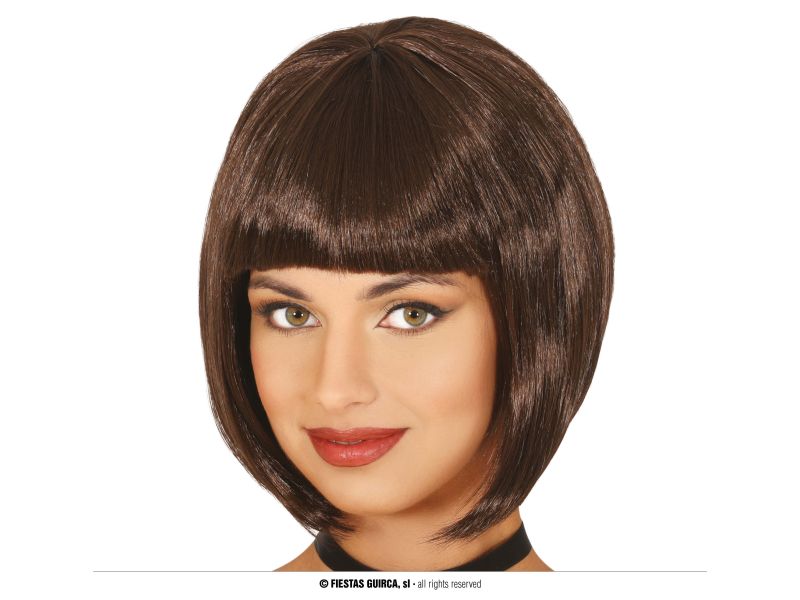 Peluca media melena castaña 