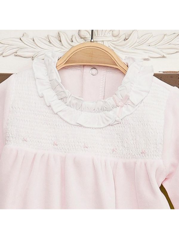 Pelele bebe nidos con bordado rosa