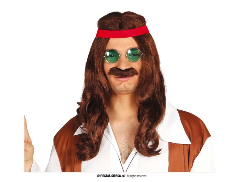 Peluca hippie con bigote