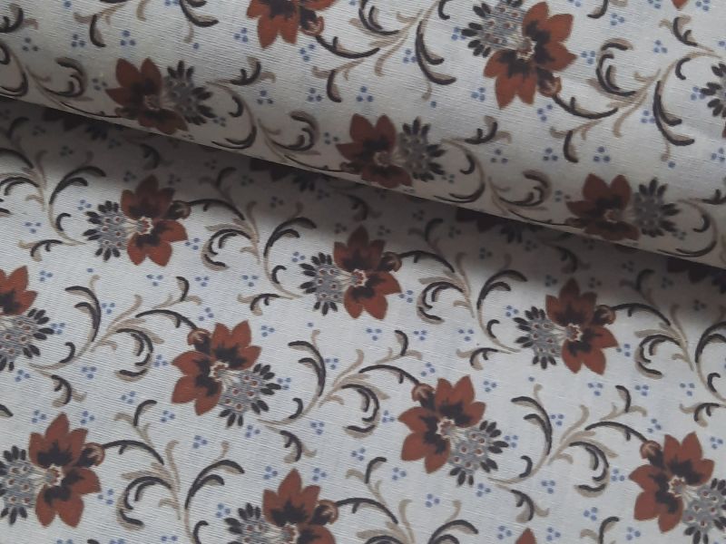 Popelin FLOR MARRÓN 