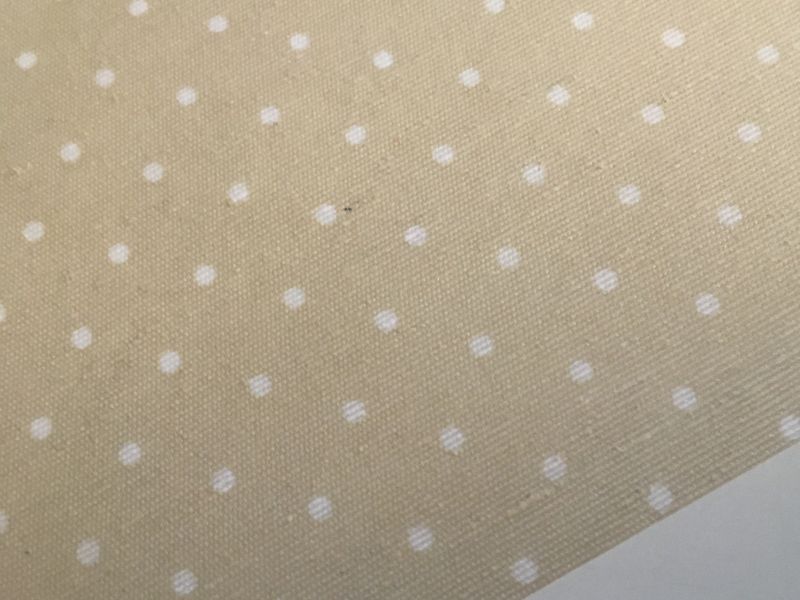 Tela mantel resinado antimanchas FONDO BEIGE TOPO BLANCO  