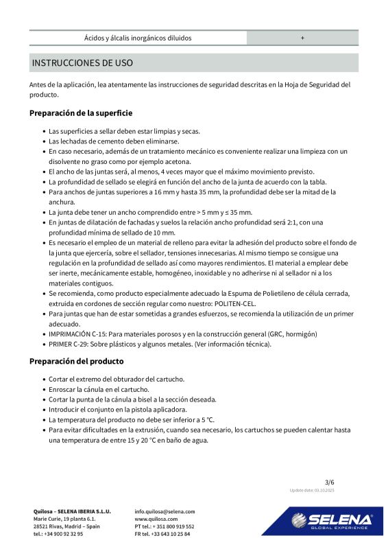 Quilosa PU 50 Sellador y Adhesivo de Poliuretano Monocomponente