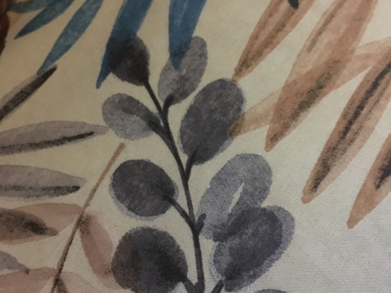 Tejido Mantel RESINADO HOJAS CAMEL Y TURQUESA 