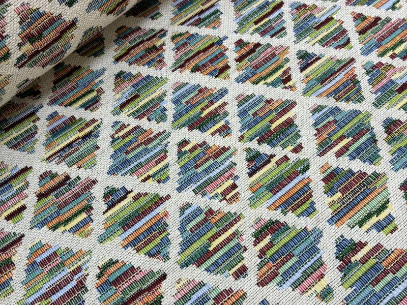 Tela Tapiceria jacquard GOBELINO RAYAS Y ROMBOS 