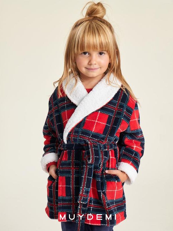 Bata niña cuadros rojos 