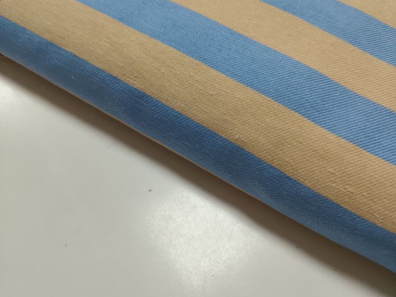 Loneta TEJIDA RAYAS AZUL Y MOSTAZA 