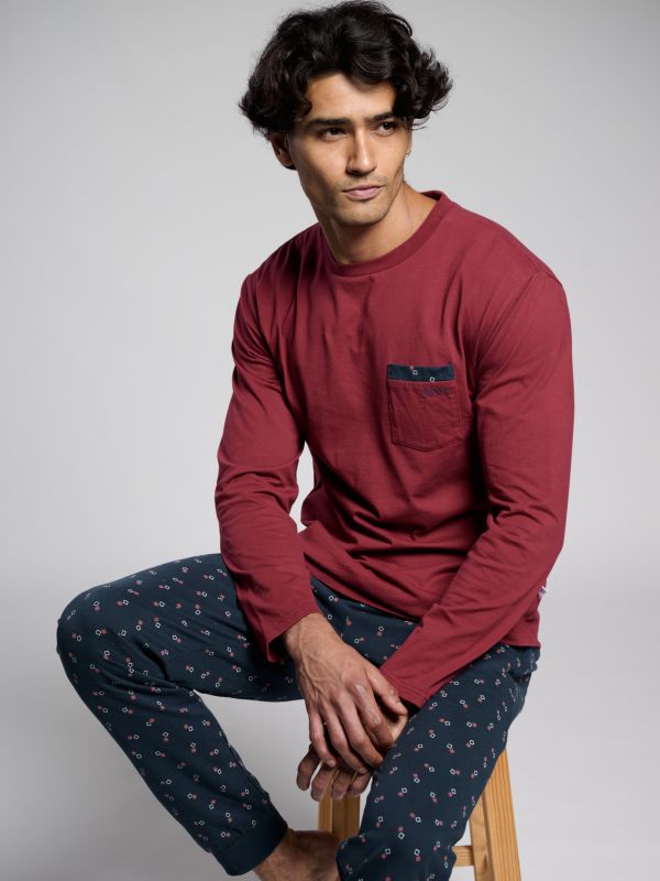 Pijama hombre algodón pantalón estampado