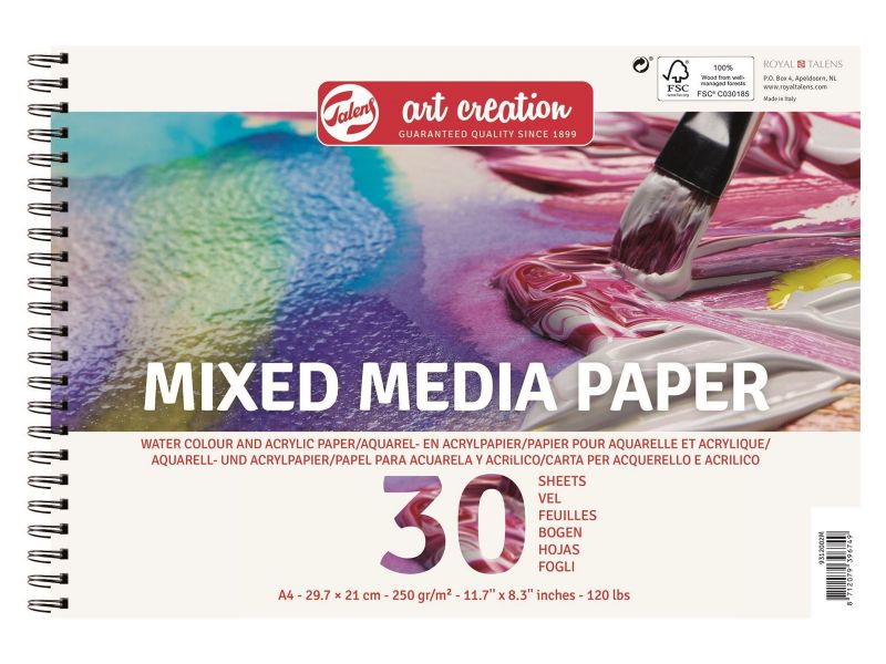 Papel Mix Media A4 250 gr. 30 Hojas