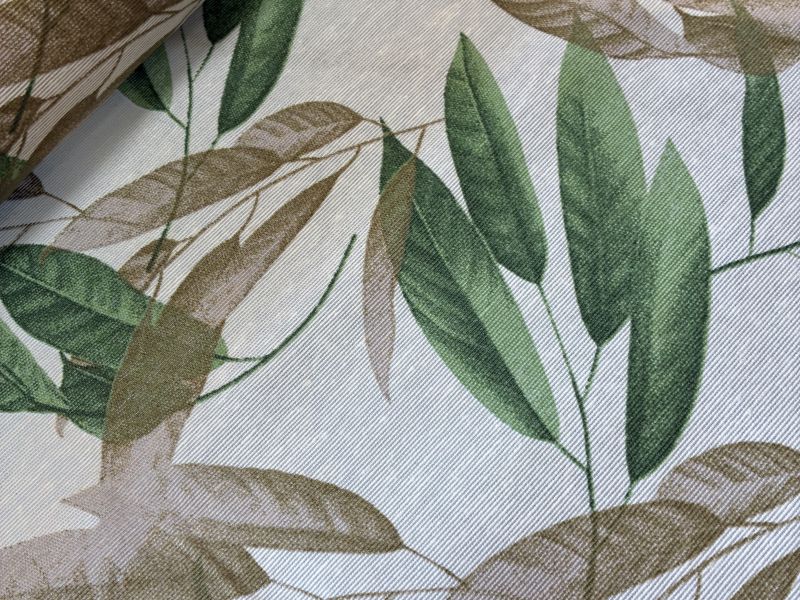 Tejido Mantel resinado HOJAS VERDES