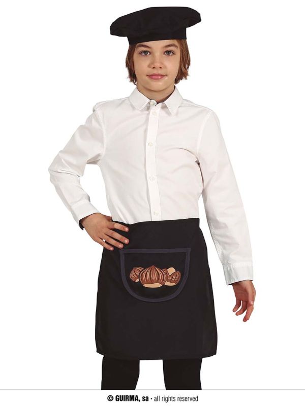 Delantal y boina negro de Castañero