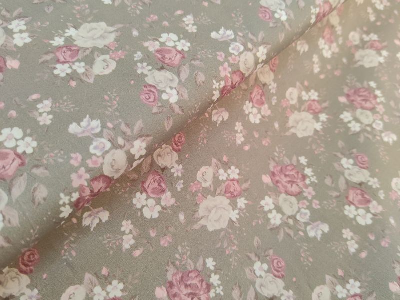 Popelin ESTAMPADO FONDO TOPO FLOR ROSA