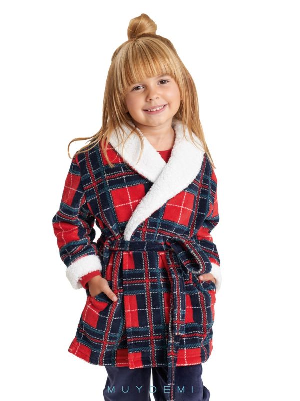 Bata niña cuadros rojos 