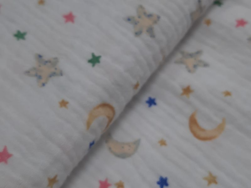 Tela MUSELINA ESTRELLAS Y LUNA