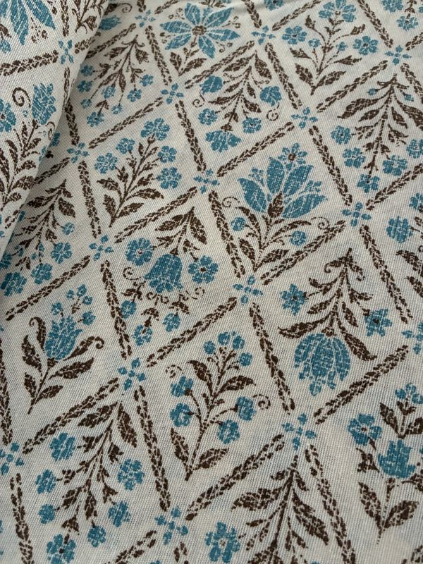 Loneta estampada ROMBO  FLOR AZUL 