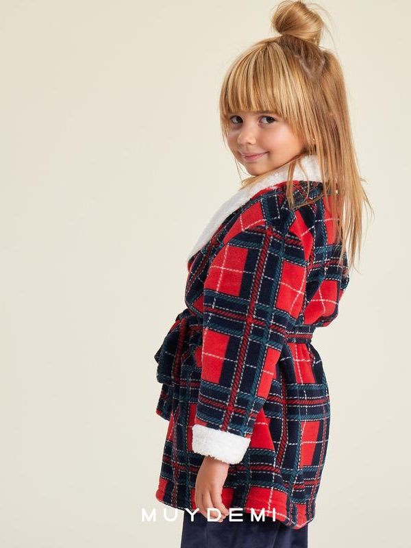 Bata niña cuadros rojos 