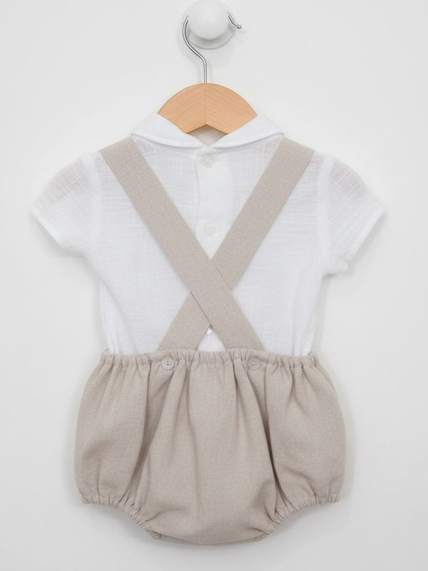 Ranita peto bebe con camisa lino beige