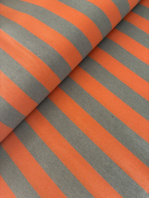 Loneta RAYAS GRIS Y NARANJA DE 2,25 cm de ancho