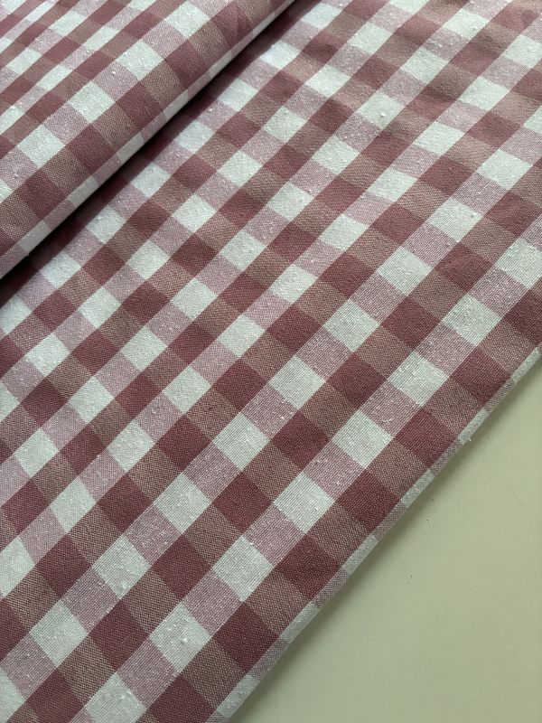Loneta tejida CUADRO VICHY ROSA PALO 1,5 cm