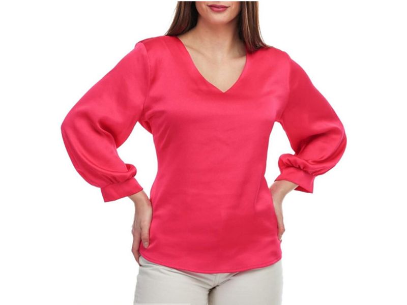 Blusa Raso Manga Abullonada