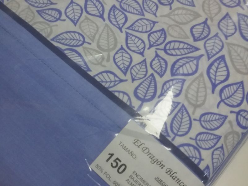 Juego de cama de 1,50 HOJA AZUL
