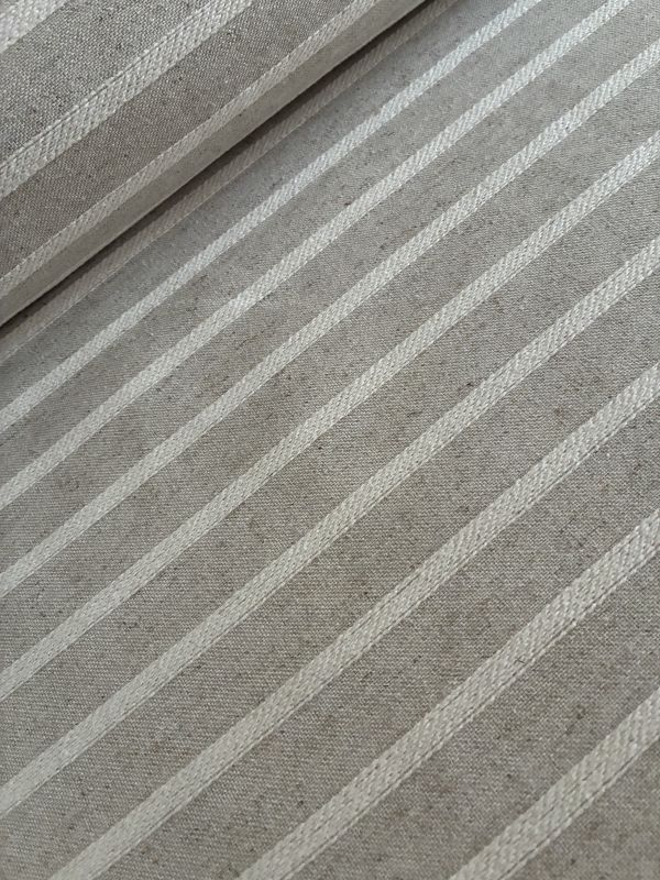 Tela Jacquard a rayas estrechas TOPO  Y BEIG EFECTO LINO 