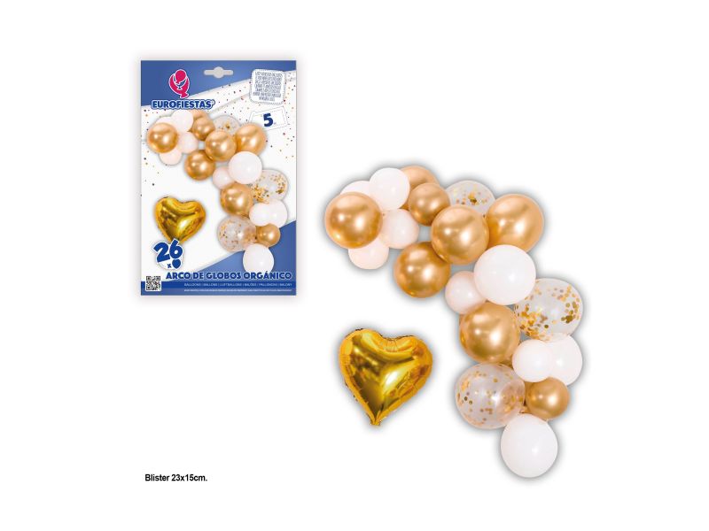 Arco de globo blanco oro con corazon