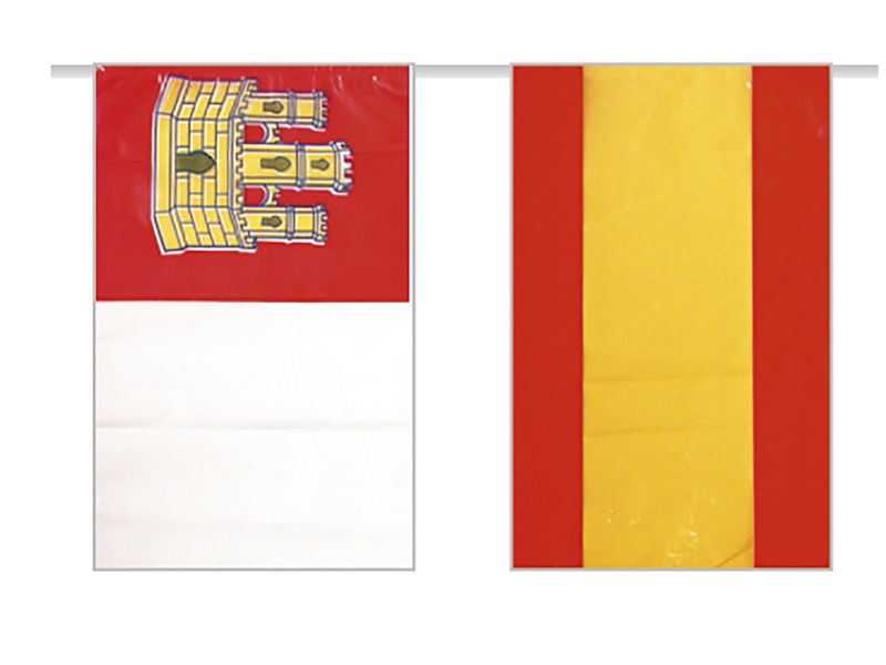 Bandera de plástico de España con Castilla la Mancha