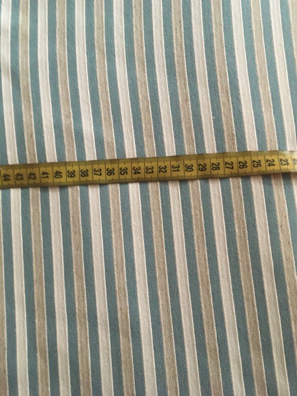 Tela  jacquard a rayas estrechas  VERDE AGUA EFECTO LINO 