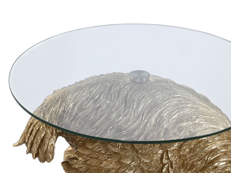 Mesa Avestruz Dorada con Cristal