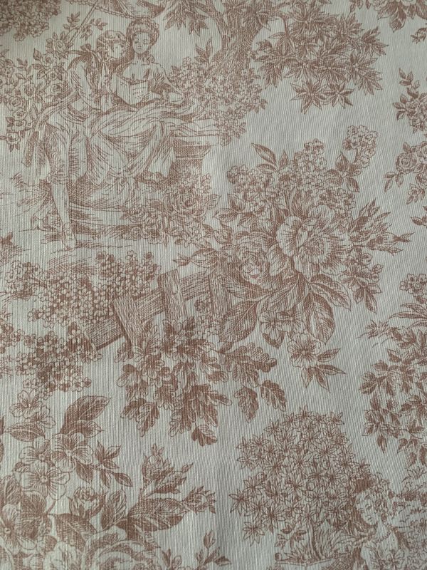 Loneta fondo blanco TOILE DE jOUY  ROSA PALO 