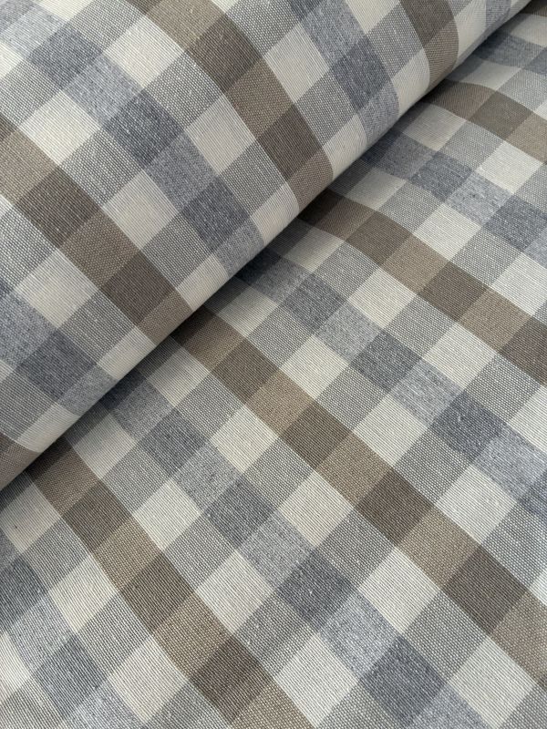 Loneta TEJIDA CUADRO BICOLOR GRIS Y CAMEL 