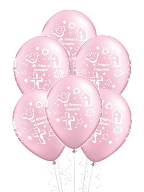 Globo Mi primera comunión rosa