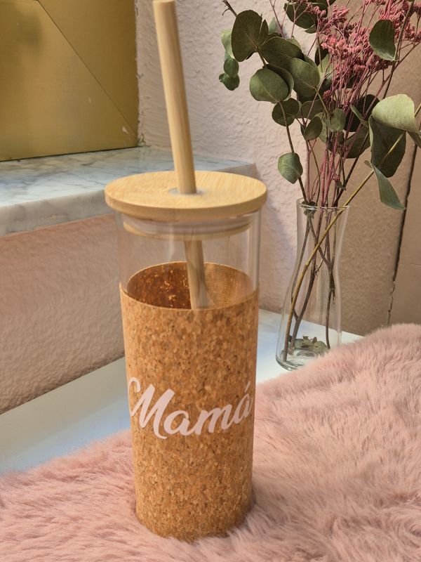 Vaso de cristal y corcho personalizado