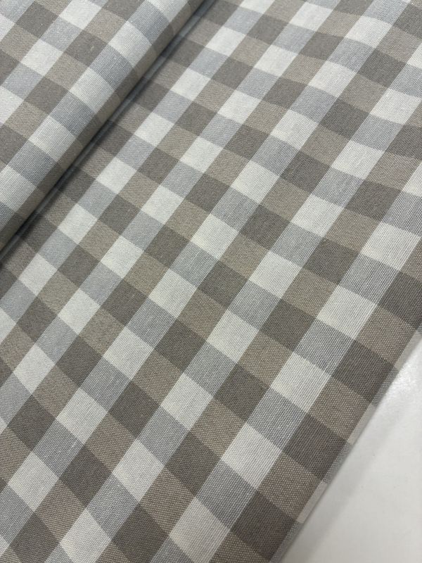 Loneta tejida CUADRO VICHY GRIS  Y CRUDO 
