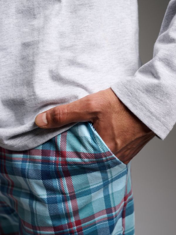 Pijama hombre algodón pantalón cuadros