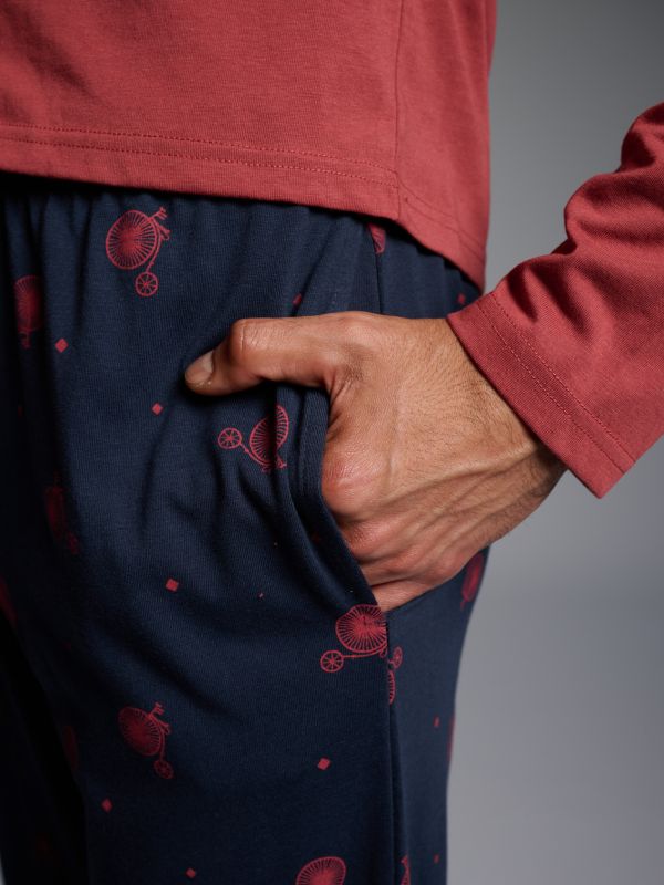 Pijama hombre algodón estampado Gentleman Bicicle Look