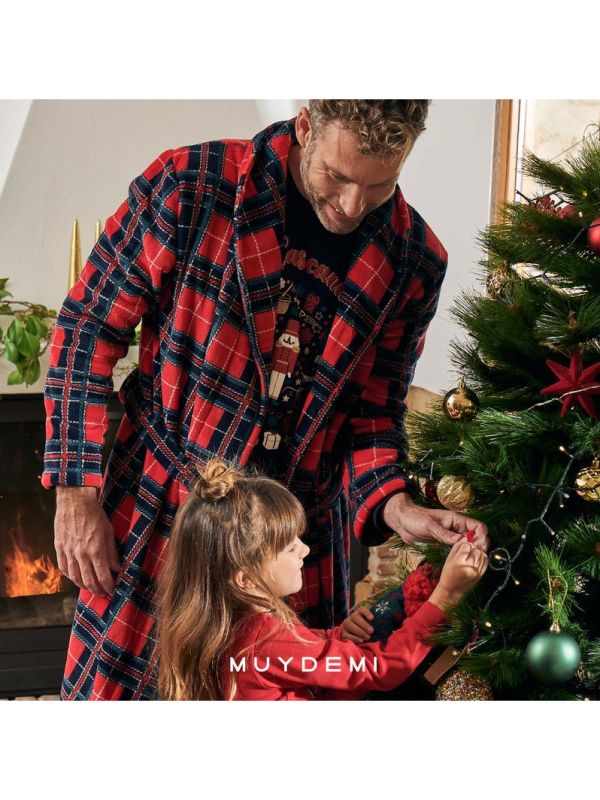 Bata hombre cuadros rojos