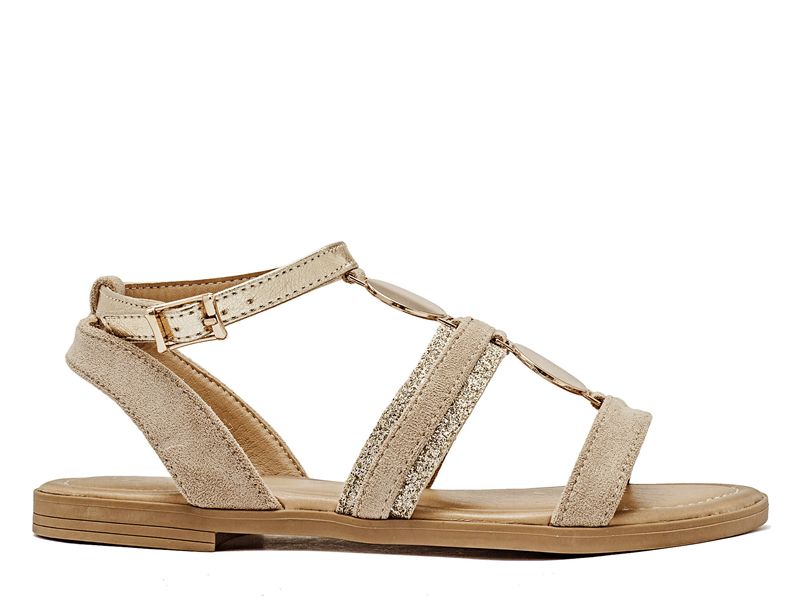 Sandalia Tiras Medallón Beige