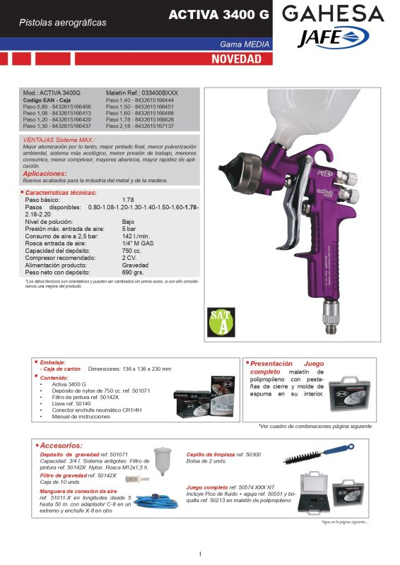 Pistola Gravedad Activa 3400