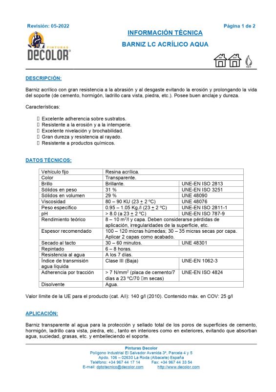 Decolor Barniz LC Acrílico Aqua