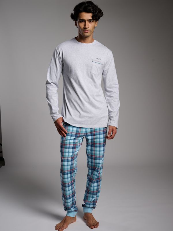 Pijama hombre algodón pantalón cuadros