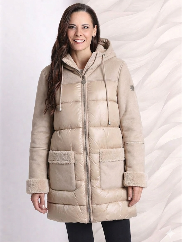 Abrigo Largo Acolchado Efecto Satinado