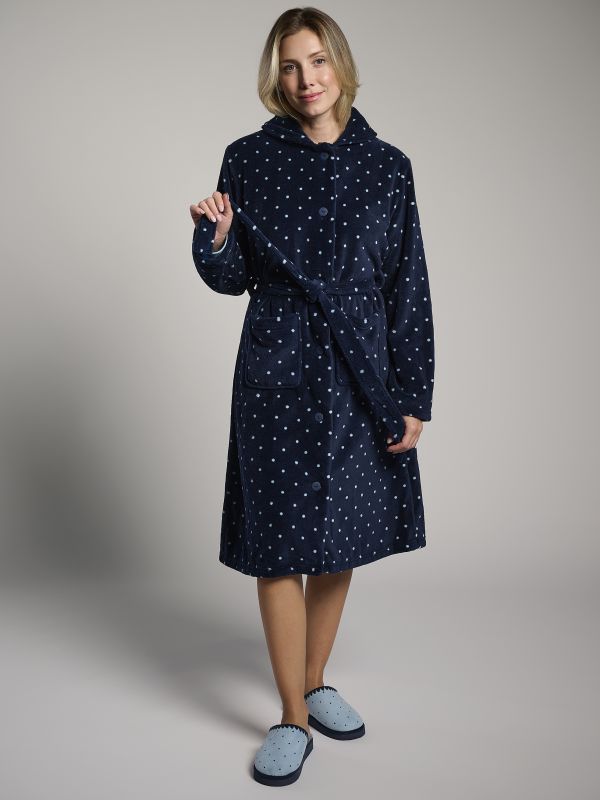 Bata midi coralina estampado lunar marino