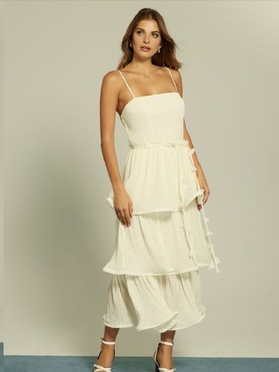 Vestido Con Volantes Midi