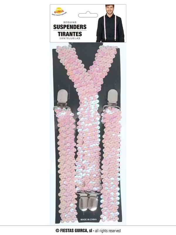 Tirante lentejuelas rosa adulto