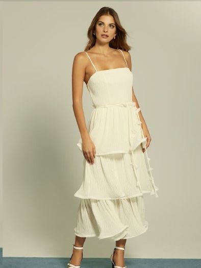 Vestido Con Volantes Midi