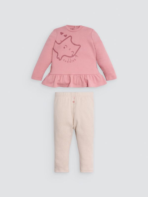 Conjunto bebe sudadera volante gatito